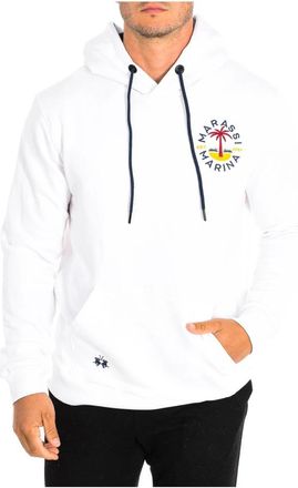 La Martina Hooded sweatshirt met geborduurd logo - Heren - Hoodies - Wit - S - Katoen - Hoodies & sweatvesten