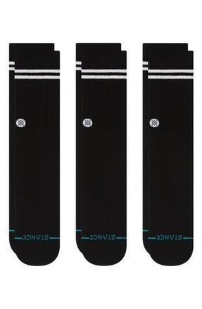 Stance Core 3-Pack Cotton Blend Crew Socks in Black at Nordstrom Rack, Size Large