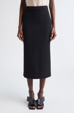 Givenchy Kickback Raw Edge Wool Blend Stretch Crepe Pencil Skirt in Black at Nordstrom, Size 4 Us