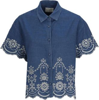 Saint Barth Clementine Chambray Shirt - Dames - Spijkeroverhemden - Blauw - XS - Katoen - Overhemden