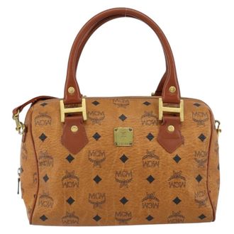 MCM Visetos Canvas And Leather Brown Canvas Handbag (Pre-Owned)