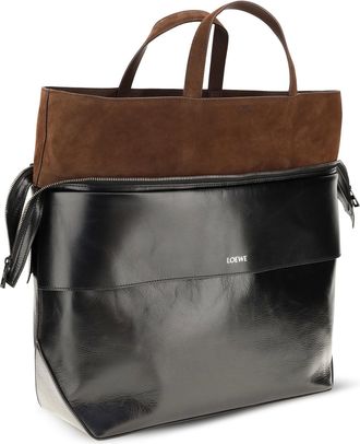 Loewe Mens Tote Large Switch Black-Espresso Calf Leather (bos Taurus) Shoulder Bags Black/espresso