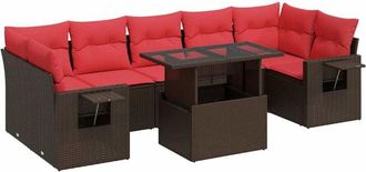 vidaXL Vidaxl - 8 Piece Garden Sofa Set with Cushions Brown Poly Rattan Acacia