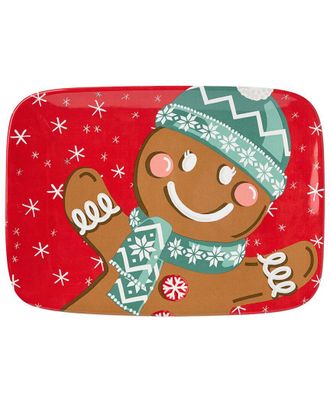 Certified International Christmas Whimsy Gingerbread Rectangular Platter