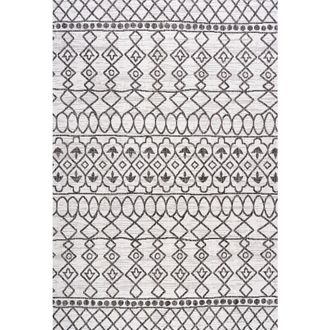 Jonathan Y Designs Kafel Bohemian Indoor/Outdoor Area Rug in Ivory/black at Nordstrom, Size 2Ft 0In X 8Ft 0In