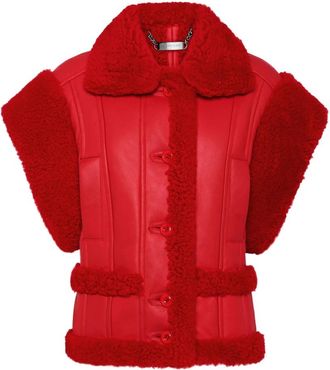 Philipp Plein Leather Vest Gothic Plein - Dames - Bodywarmers - Rood - M - Leer - Jassen