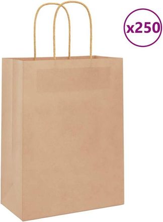 vidaXL Bolsas De Papel Con Asas 250 Uds Marr&oacute;n 21x11x28 Cm Vidaxl