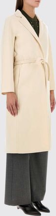 Jil Sander Cappotto lungo in lana con cintura e spalle scese