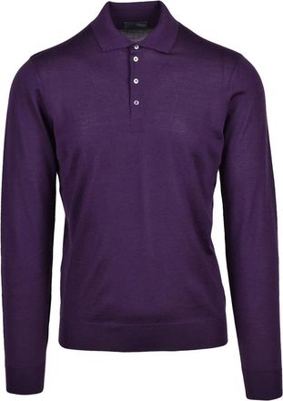 Drumohr Merino Wool Knit Polo - Purple
