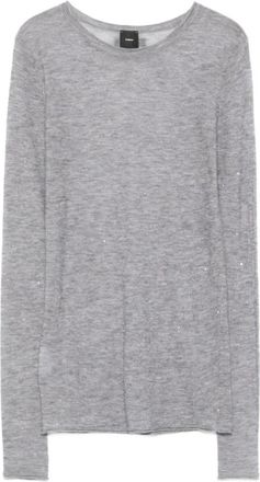 Pinko Pico Truien - Dames - Ronde hals truien - Grijs - M - Wol - Truien & Vesten