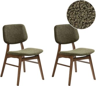 Beliani Set of 2 Dining Chairs ELAINE Wood Dark Brown/ Green