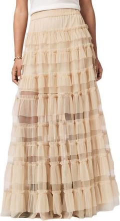 AllSaints Aude Tiered Tulle Ruffle Maxi Skirt in Blush Pink at Nordstrom, Size 10 Us