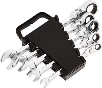 OEM Juego B&aacute;sico De Llaves De Carraca M&eacute;tricas Con Cabezal Flexible, 6 Piezas