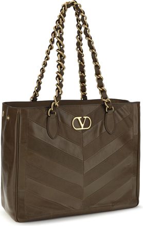 Valentino Garavani Laseine Chevron Shoulder Bag - Brown