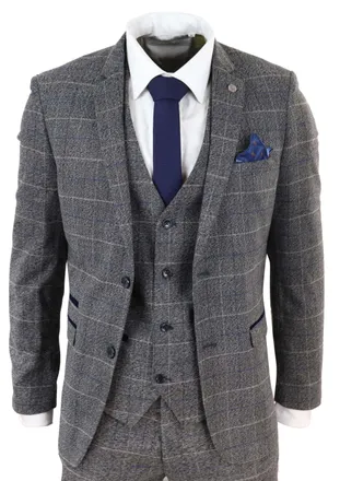 Marc Darcy Scott 3 Piece Suit Herringbone Tweed