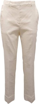 Pinko Witte Linnenmix Plaza Broek - Dames - Slim Fit Broeken - Wit - S - Linnen - Broeken