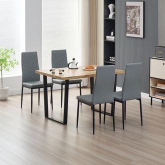 Outdoor Living Colorado Dining Table with 4 Grey Emily Leather Chairs