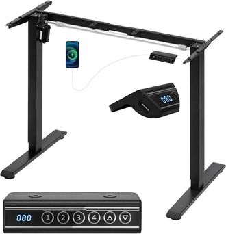 Woltu Scrivania regolabile in altezza 72-120 cm, scrivania ergonomica, scrivania Elettrica in piedi, Nero - Woltu