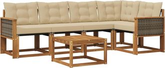 vidaXL Conjunto De Sof&aacute;s De Exterior 6 Uds. Natural Y Beige Vidaxl