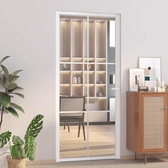 vidaXL Vidaxl - Puerta Interior Vidrio Egs Y Aluminio Blanco 93x201,5 Cm