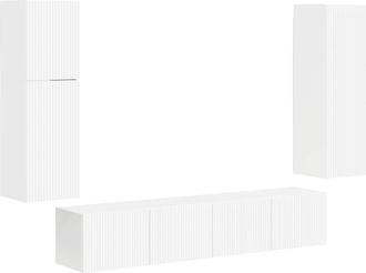 vidaXL Conjunto De Mueble De Tv 4 Uds. Brillante Madera De Ingenier&iacute;a Vidaxl
