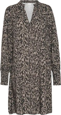 Kaffe Grafische Lijnen Jurk met Ruchedetail - Dames - Korte kleedjes - Zwart - L - Kleedjes