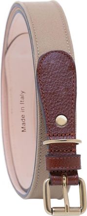 Ghurka Classic twill handcrafted in Italy genuine leather trim belt in Khaki at Nordstrom, Size 40