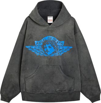 Saint Mxxxxxx Saint Mxxxxxx Angel of Death Hooded Cotton Sweatshirt - Black - Xxl