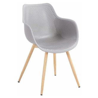 Gardenia Sedia paros, seduta e schienale in plastica, gambe in acciaio effetto legno 56 x 58 x h.83,5 cm