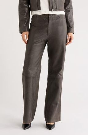 DL1961 Desi High Waist Leather Straight Leg Pants in Distressed Leather at Nordstrom Rack, Size 26