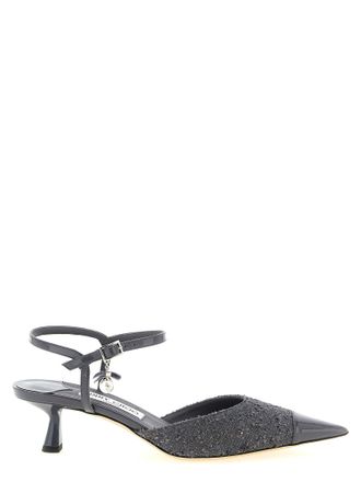 Jimmy Choo London Gray Tencel Mid Heel Womens Pumps