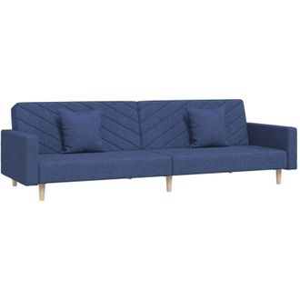 vidaXL Sof&aacute; Cama De 2 Plazas Con Dos Almohadas Tela Azul Vidaxl
