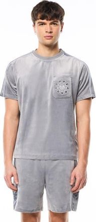 Sergio Tacchini Cresta Velour Pocket T-shirt in Sleet at Nordstrom, Size Xxx-Large