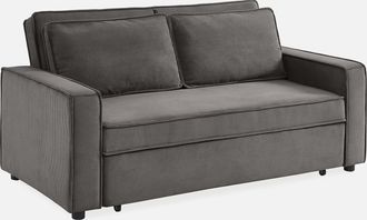 Sweeek Sweeek - Sof&aacute; Cama De Pana De 3 Plazas, Chill, Gris, 172.5x91.5x88.5 Cm