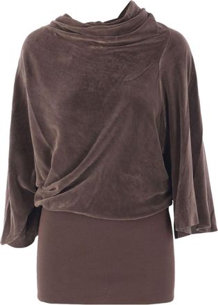 Rick Owens Brown Solid Cowl Neck Top