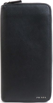 Prada Black Leather Long Wallet (Bi-Fold) (Pre-Owned)