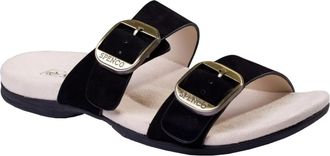 Spenco Womens Spenco Vista Sandals Black Leather Arch Support Slip On HAWK2256
