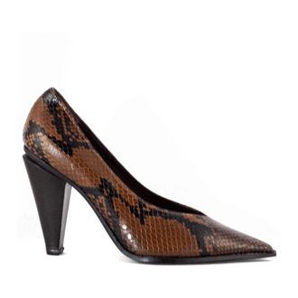 Roberto Festa Milano Pumps, female, Brown, Size: 7 1/2 US Python Print Leather Pointed Toe Pumps