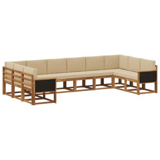 vidaXL Conjunto De Sof&aacute;s De Exterior Con Coj&iacute;n 10 Pcs Natural Y Beige Vidaxl