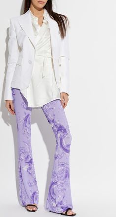 Versace Jeans Couture Trousers With Flared Legs, Womens, Purple