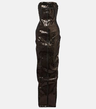 Rick Owens Sequined denim bustier gown