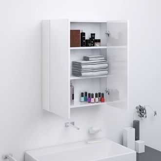 Berkfield Home Bathroom Mirror Cabinet 60x15x75 cm MDF Shining White | Size: 60 x 15 x 75 cm