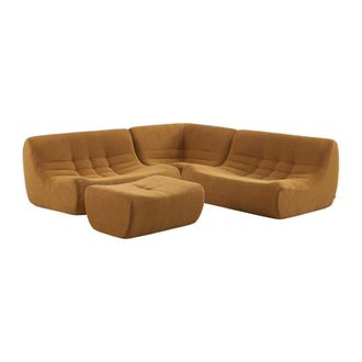 Sweeek Sof&aacute; envasado al vac&iacute;o esquinero modular de borreguito texturizado con