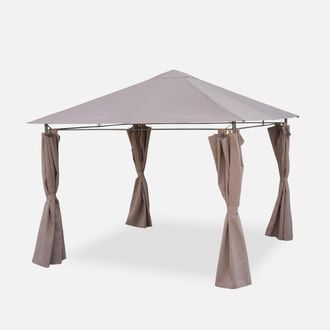 Sweeek Heavy Duty 3x3m Gazebo With Curtains in Brown