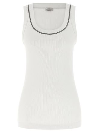 Brunello Cucinelli White Shiny Trim top