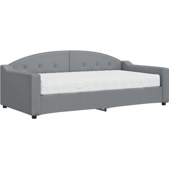 vidaXL Sof&aacute; Cama Con Colch&oacute;n Tela Gris Claro 90x190 Cm Vidaxl
