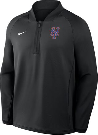 Nike New York Mets Authentic Collection Nike Mens Dri-FIT MLB 1/2-Zip Long-Sleeve Top in Black | 04H900ANME-KRR