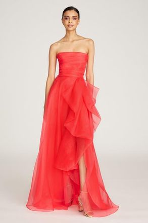 Theia Teresa Strapless Draped Gown in Begonia at Nordstrom, Size 14