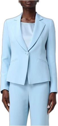 Emporio Armani Blazer van viscosemix met enkele knoopsluiting - Dames - Jassen - Blauw - Maat: L Viscose