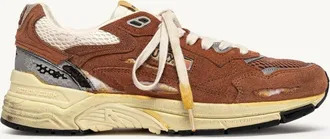 Autry HYPERWAY SUPER VINTAGE SNEAKERS IN MARRON AND SILVER MESH AND SUEDE
